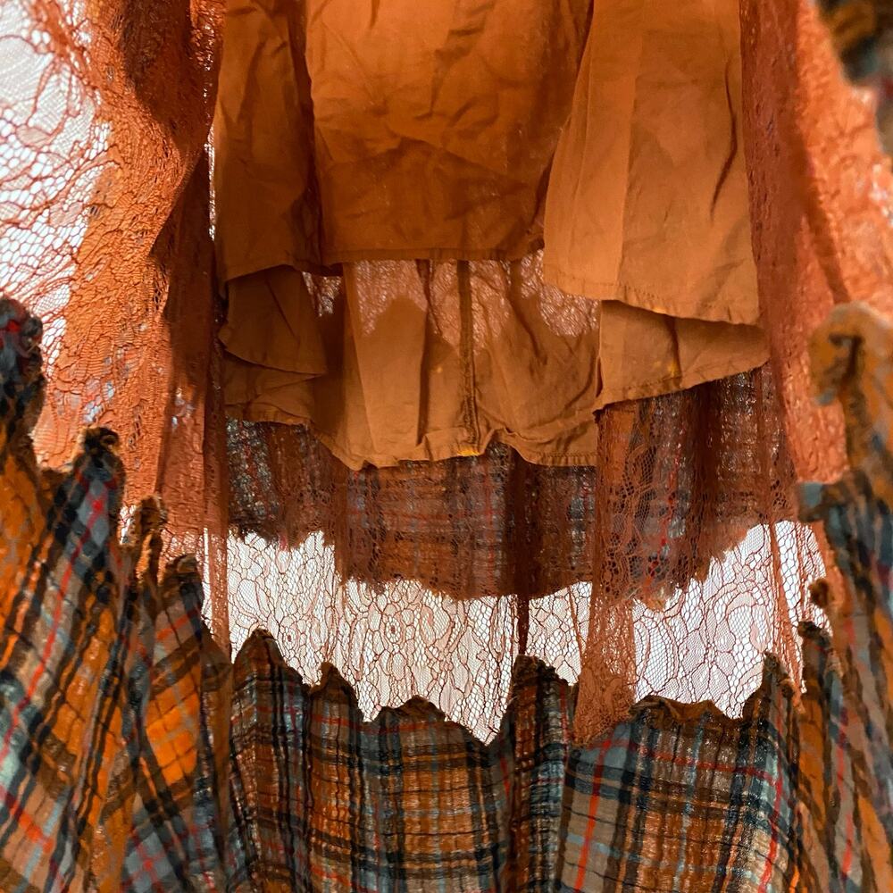 Free People County Fair Lace Maxi Skirt - Brown Combo - Size 6 - Picture 9 of 11